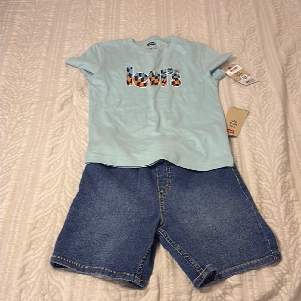 Levi's Sky Blue Tee and Denim Shorts